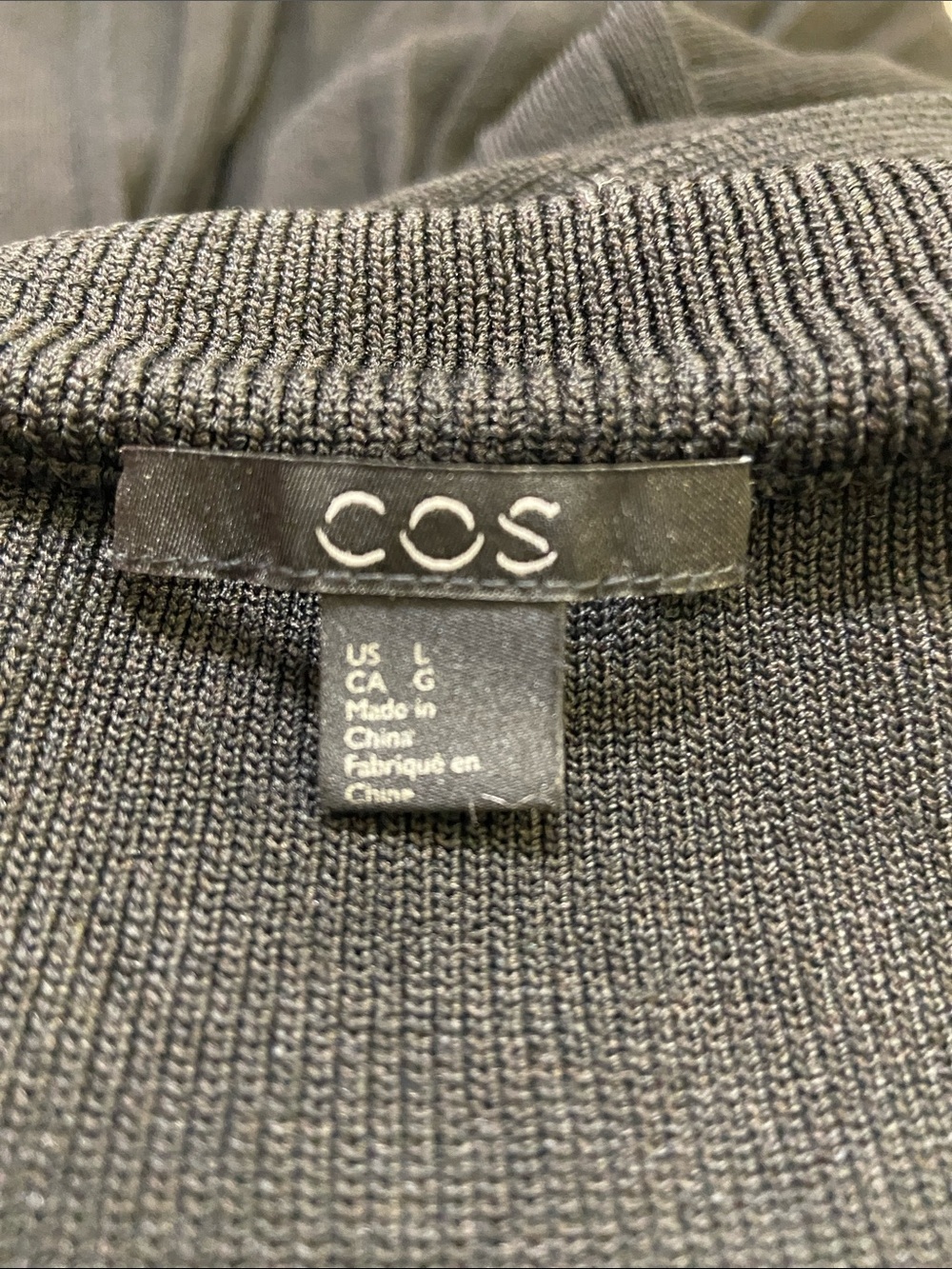 COS Black Ribbed Knit Button-Front Cardigan Size-Large - Picture 14 of 14